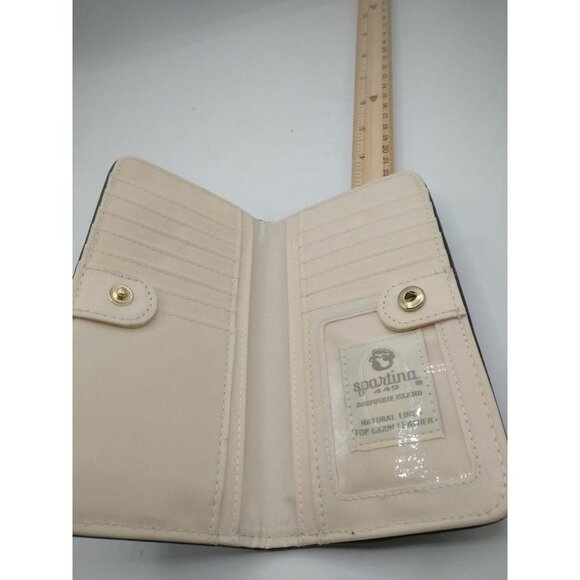 Spartina 449 Bellinger Batik Bifold Wallet Natural Linen & Leather RFID Protecte - Picture 5 of 5